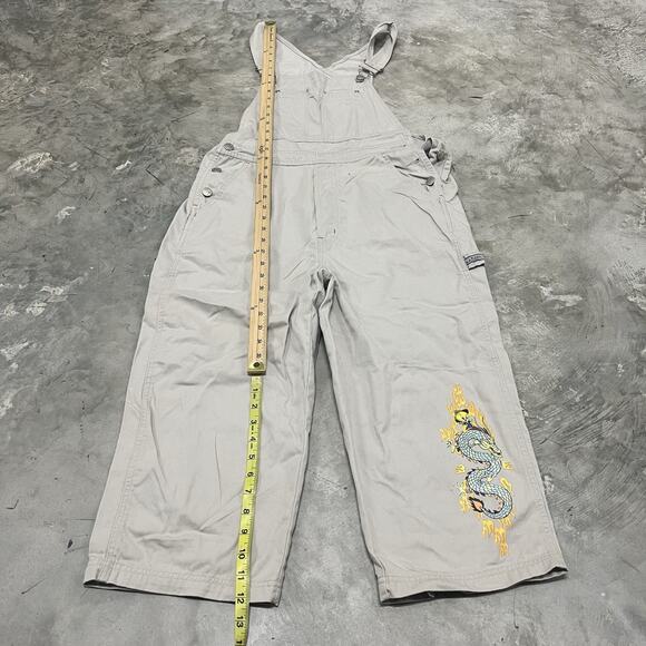 Vintage Tweety Bird Looney Tunes Dragon Khaki Overalls Capri Womens Size Small - Picture 2 of 9
